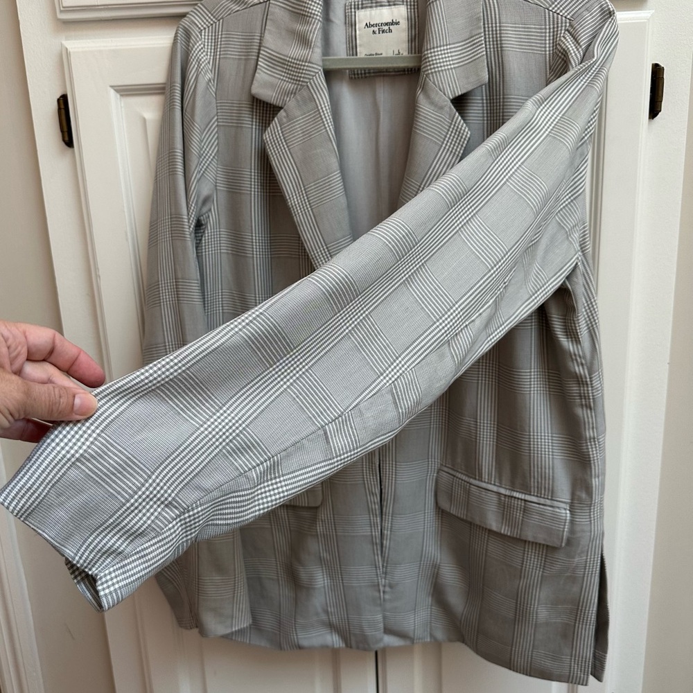 Abercrombie & Fitch Gray & White Plaid Blazer Size Large - Picture 9 of 15